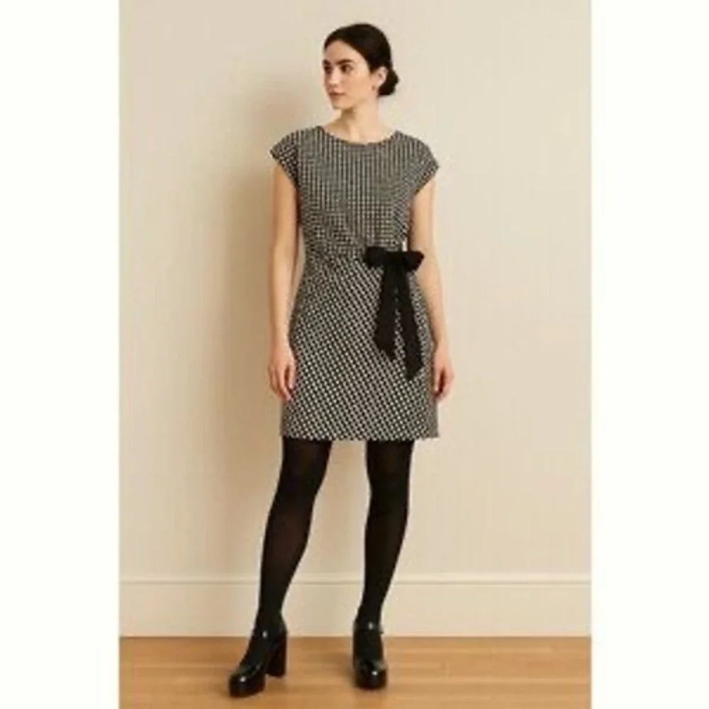 Anthropologie Sat/ Sun Geometric Bow Shift Dress MP Coastal Casual Modern Chic